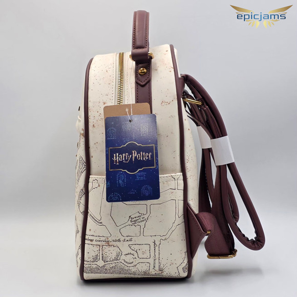 Harry Potter Marauders Map White Brown Mini Backpack Bag New - Picture 4 of 10